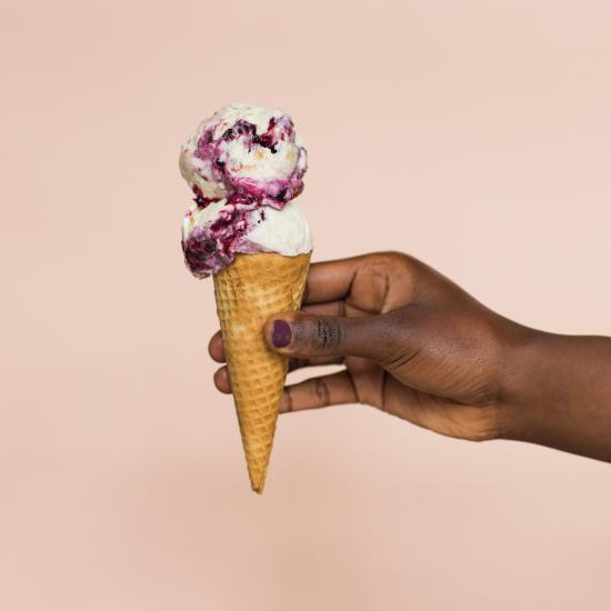 Jeni's Ice Cream in a cone.