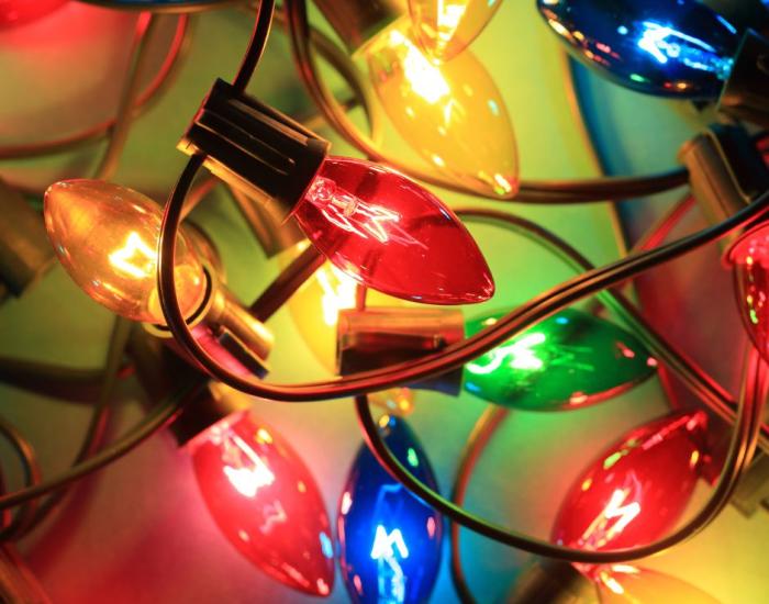 holiday tree lights close up