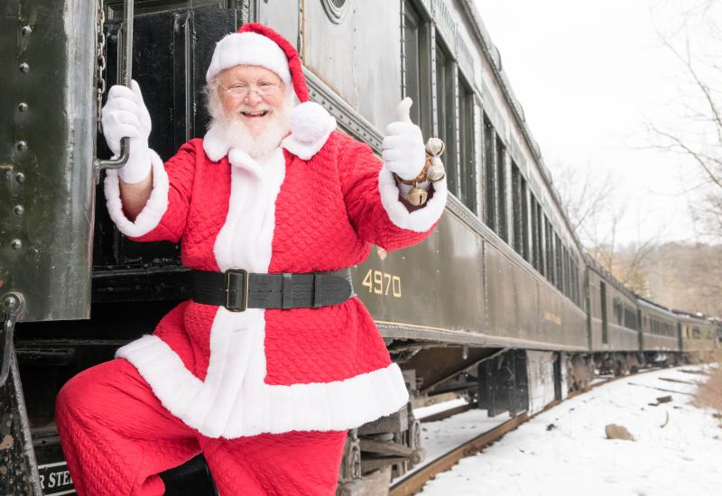 Santa Boarding Train