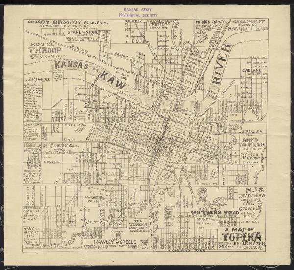 Early map of Topeka from 1900-1910