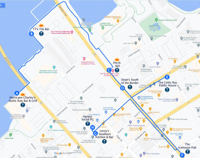Downtown Punta Gorda Pub Crawl Custom Map
