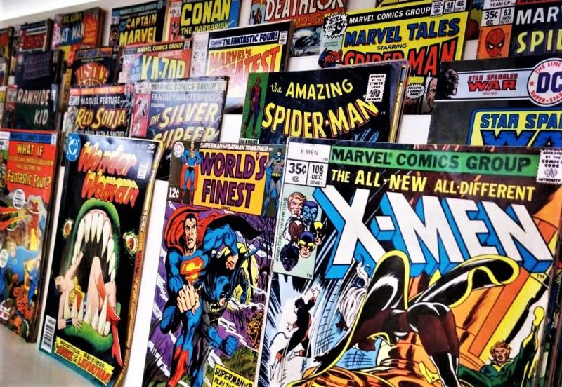 Comics on display at Vintage Phoenix Comic Books