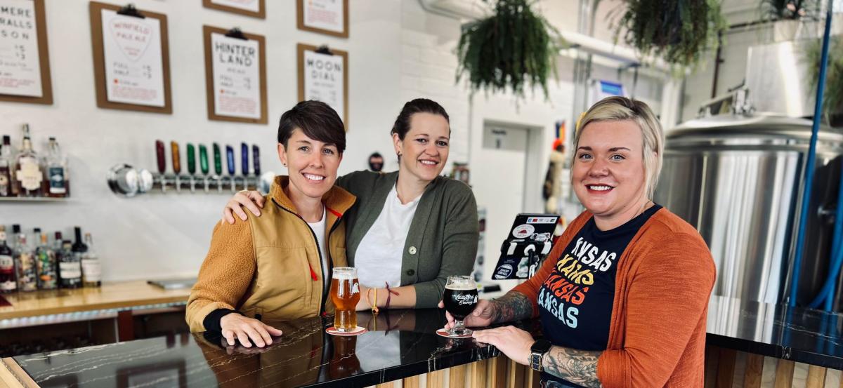 Colby and employees at Ladybird Brewing (Wide Crop)