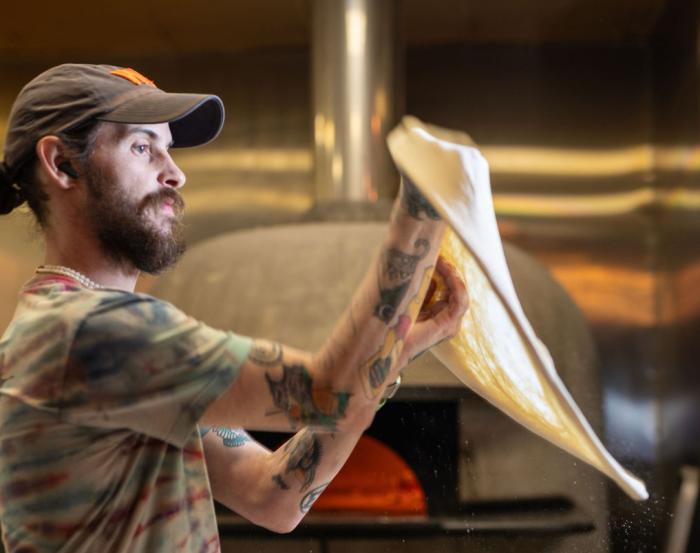 dough pizza flip
