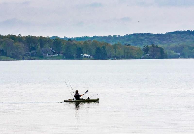 Man fishing on Lake Lemon