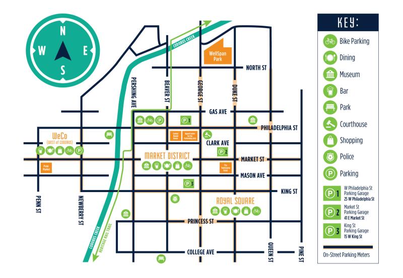 Downtown York parking map