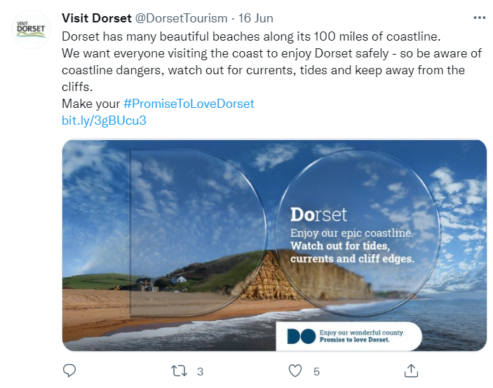 Twitter Post - Promise to Love Dorset, campaign with West Bay