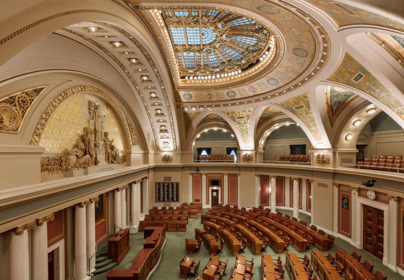 Classical dome architecture inside the Minnesota State Capitol building