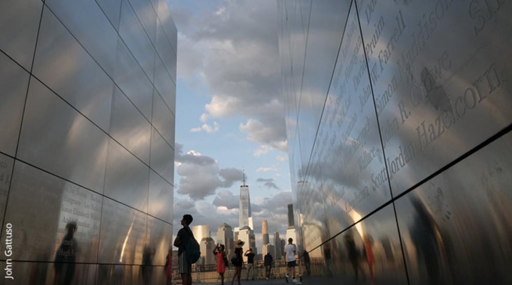 A view of the sky through Liberty State Park 9/11 Memorial a short drive from Princeton, NJ.
