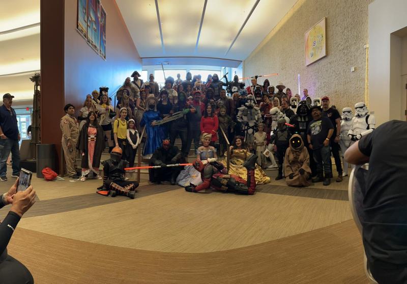 A group of cosplayers pose at the 2023 Duke City Comic Con.