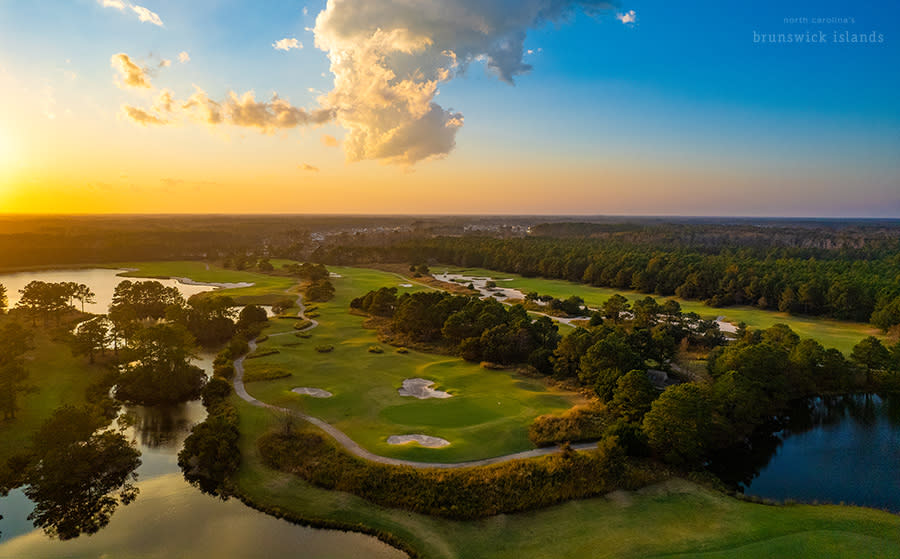 an aerial view of a golf course