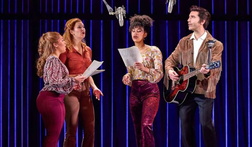 Deirdre Dunkin, Ellen McGihon, Thabitha Moruthane and Nick Fradiani as 'Neil - Then' in "A Beautiful Noise: The Neil Diamond Musical"