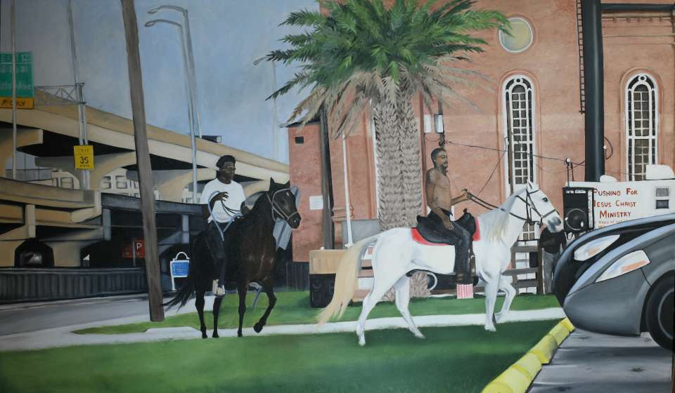 Musa Alves Central City Cowboys (2020, Oil on Canvas)