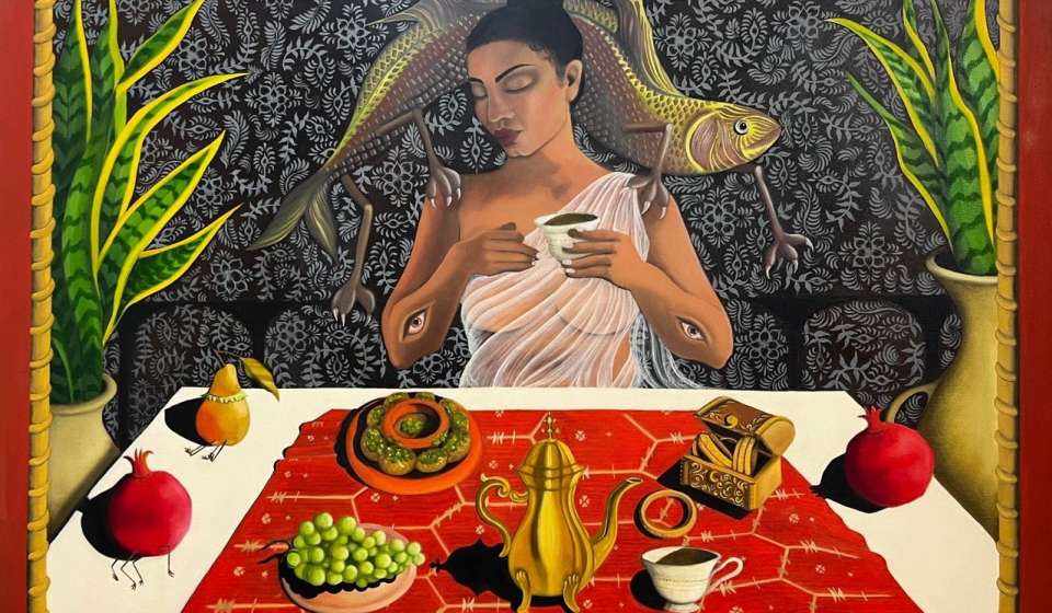 "Louisiana Contemporary 2026"  Farah Billah, "The Table, with Friends," 2026, Oil on canvas, 30 x 40 inches, Collection of the artist