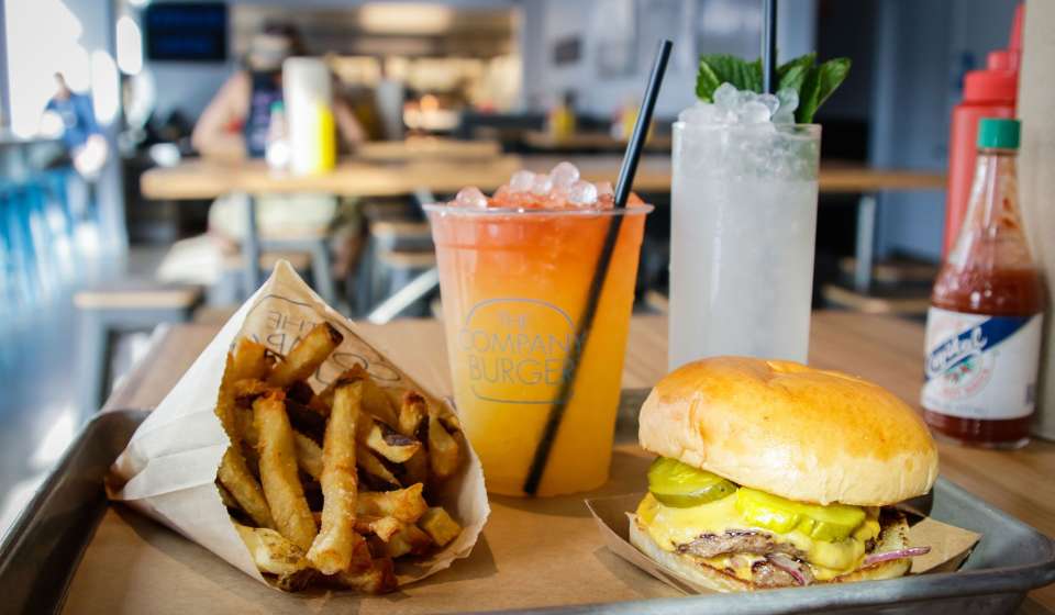 Cheeseburger, Fries and a Drink at Company Burger Downtown