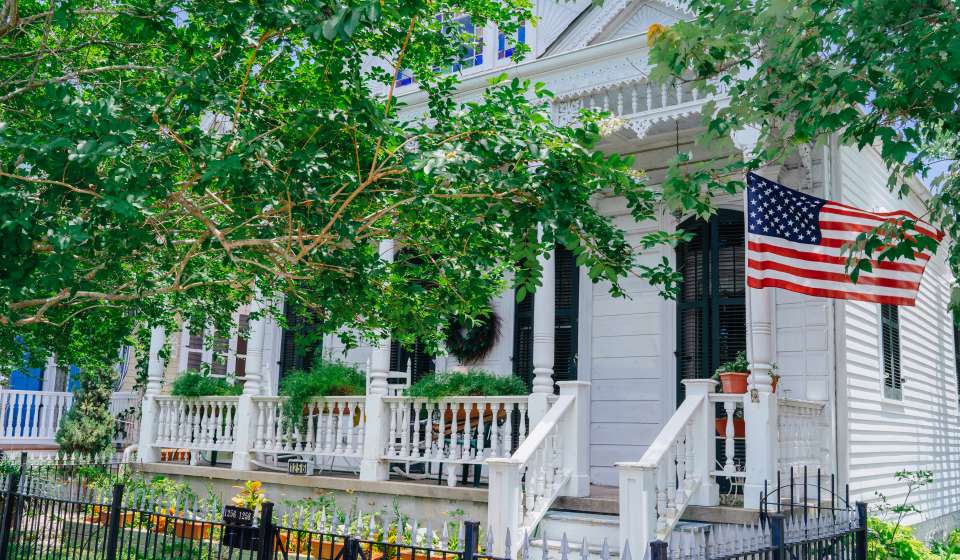 Moss Street Shotgun with American Flag - Bayou St. John