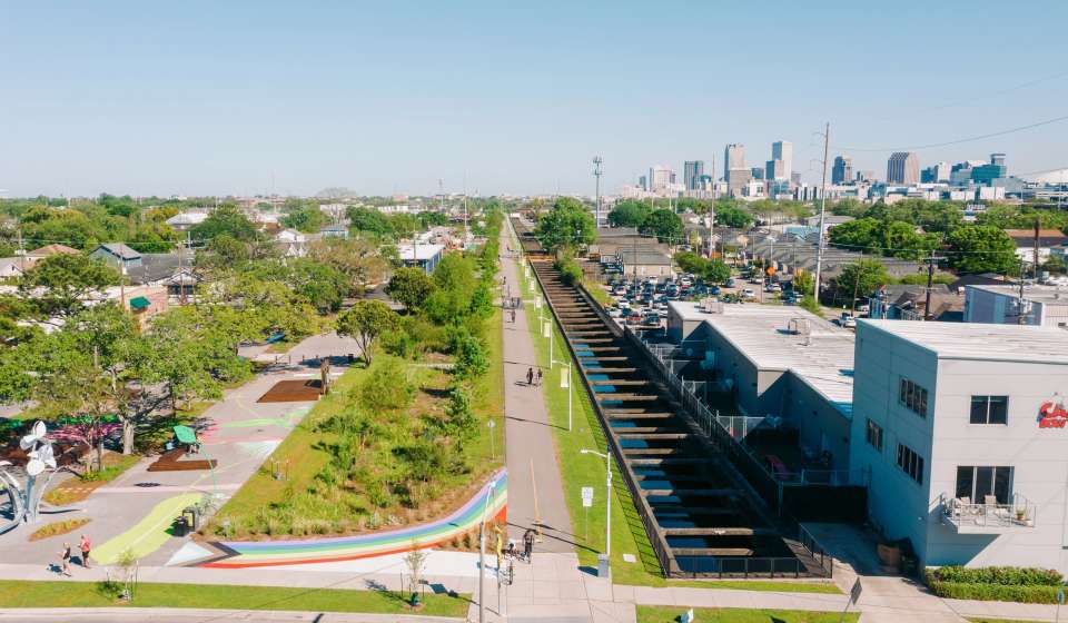 Aerial view of the Lafitte Greenway