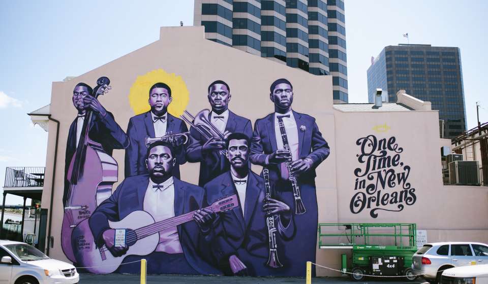 One Time in New Orleans mural at the Little Gem Saloon