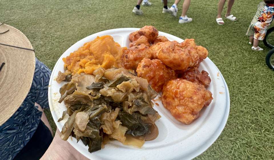 Vegan Combo Plate - Sweet Soulfood Vegan Cuisine (Sweet Heat Cauliflower, Sweet Potatoes and Collard Greens)