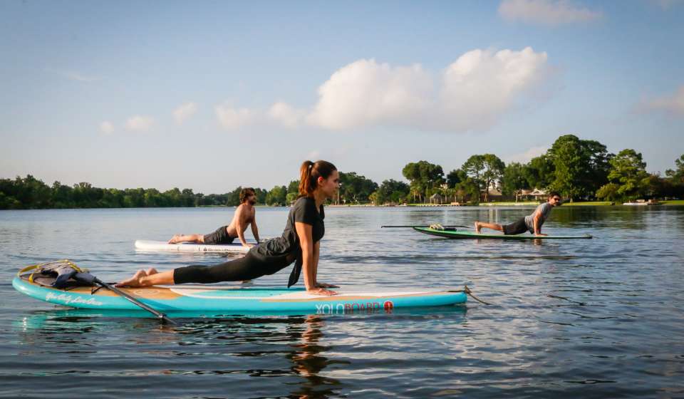 Aula de paddleboarding de ioga no Bayou St. John