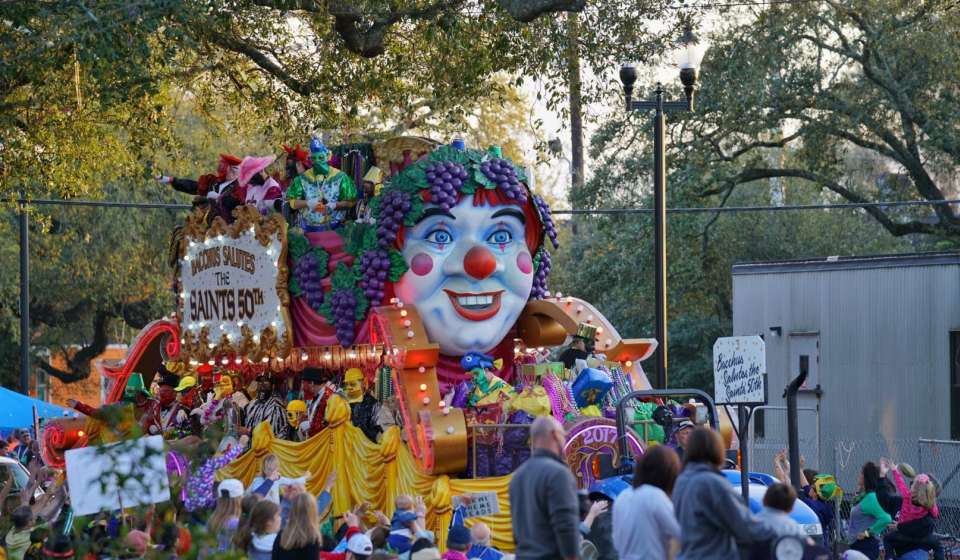 Krewe of Bacchus float rolls down St. Charles Avenue