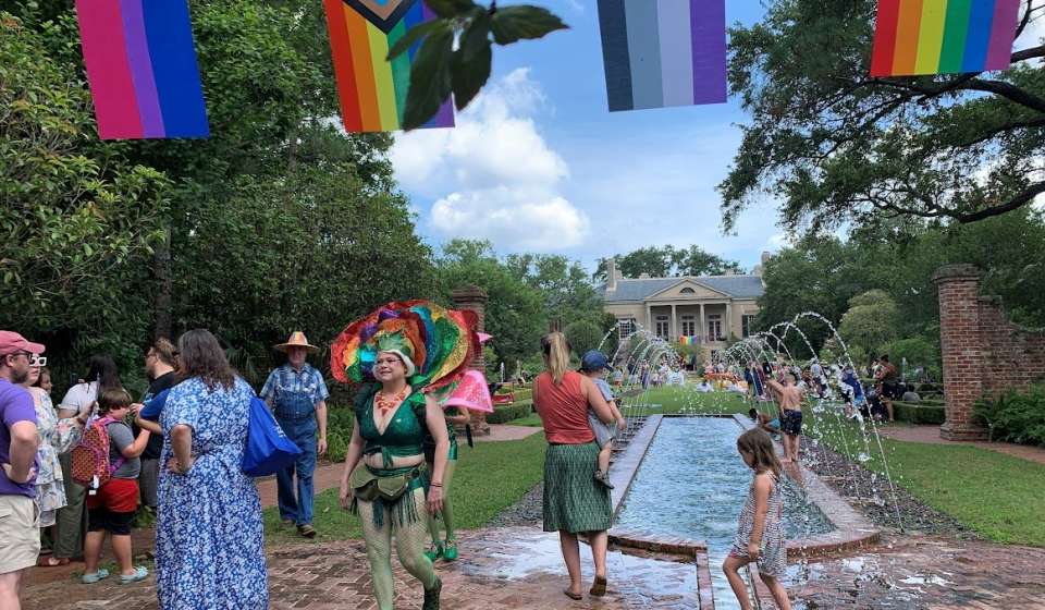 an outdoor festival celebrating pride at longue vue house & gardens