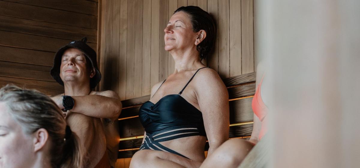 Relaxing in Saltwater Sauna, Bill Measom
