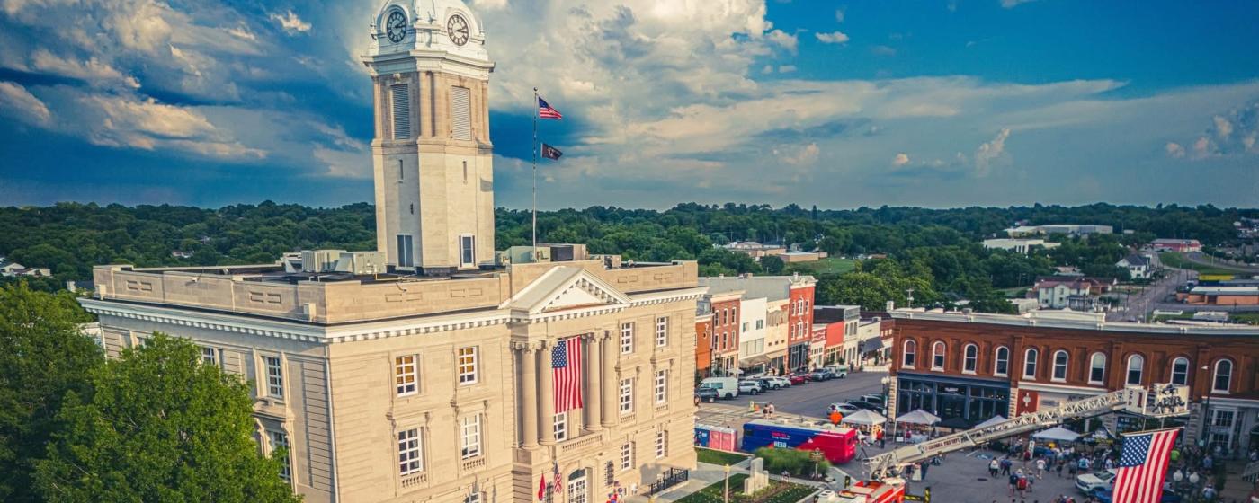 Downtown Columbia Aerial Festival Drone aerial shot