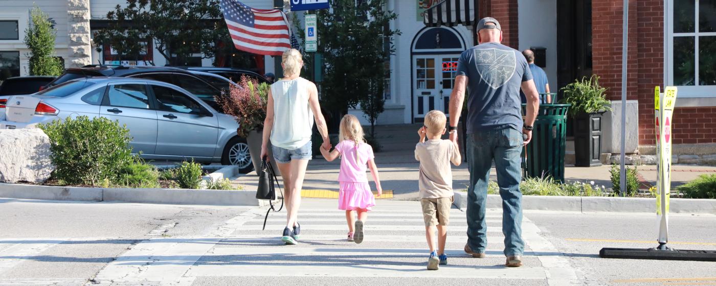 Family Walking Downtown