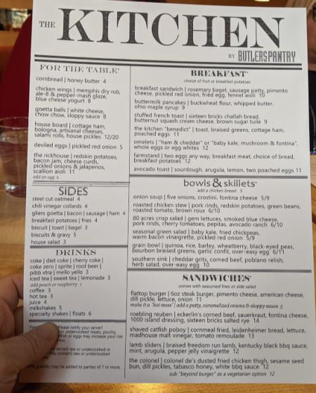 photo of the january 2020 menu at the kitchen by butler's pantry in covington ky