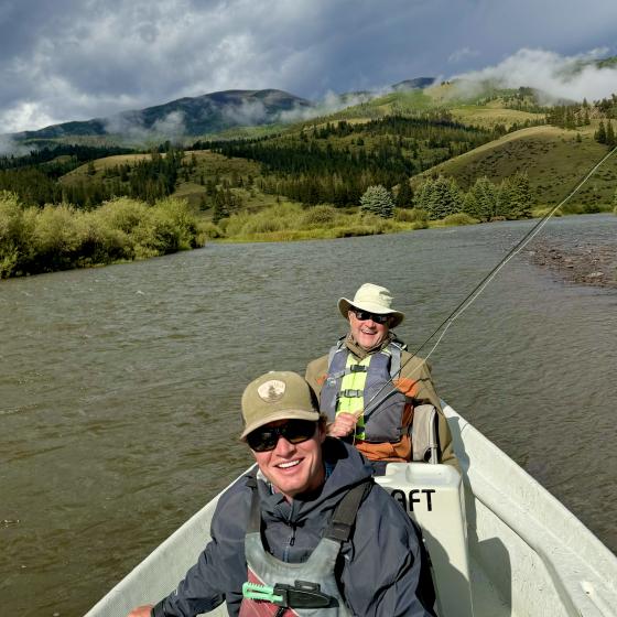 Owner and guide Caiden enjoying the water with clients