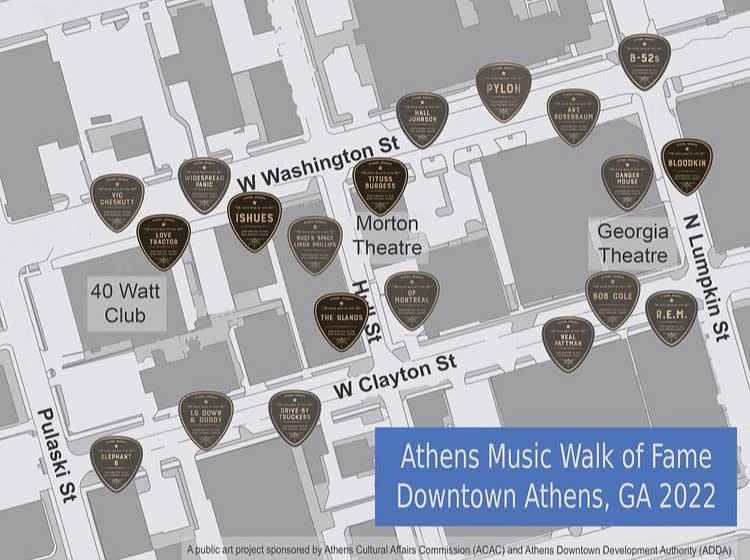 Athens Music Walk of Fame Map 2022