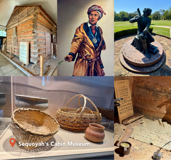 Sequoyah's Cabin Museum features Native American artifacts related to the creator of Cherokee syllabary.
