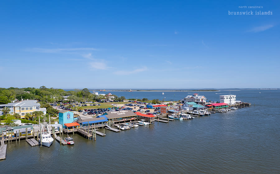 an aerial view of the Southport, NC Yacht Basin