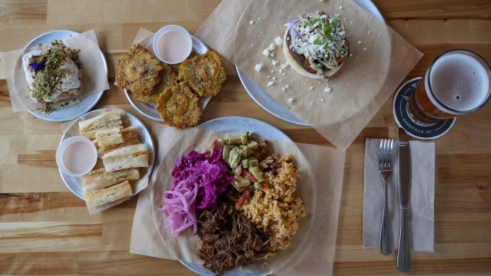 Food spread at Little Chango restaurant in ASheville