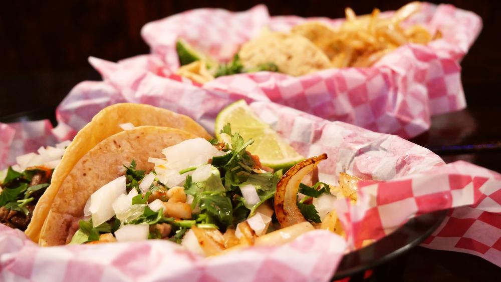 Close-up picture of tacos from Taqueria Monserra