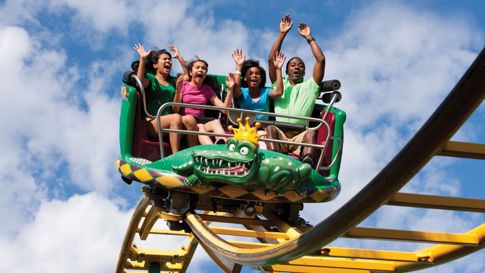 A group riding a roller coaster in Prince George's