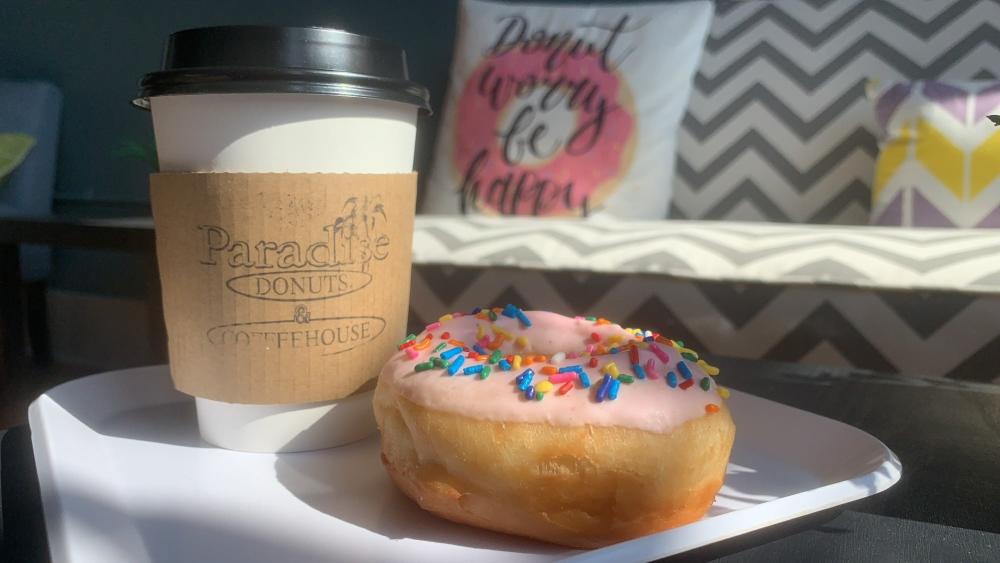 Coffee and a Donut at Paradise Donuts