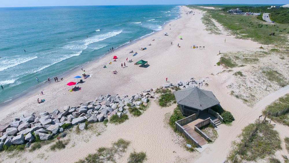 Aerial view of Fort Fisher State Recreation Area in Kure Beach