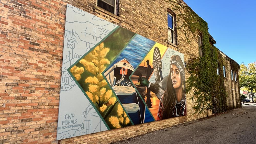 Native lands mural in downtown Lake Geneva.