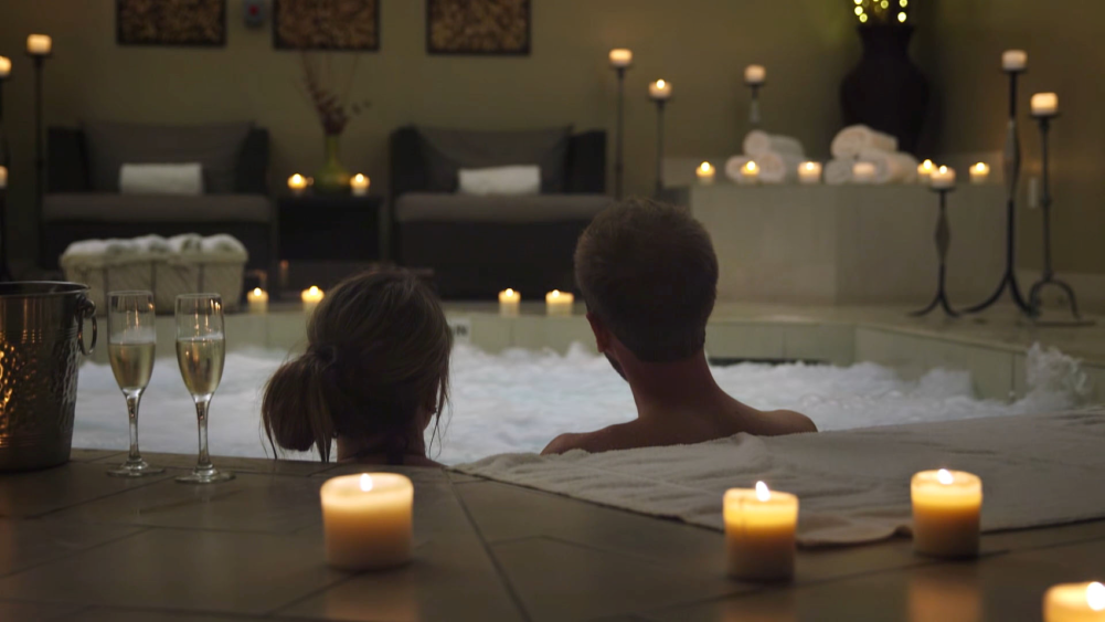 Couple enjoying a spa bath
