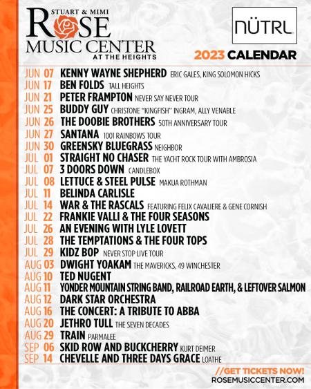 Rose Music Center at the Heights full 2023 concert schedule
