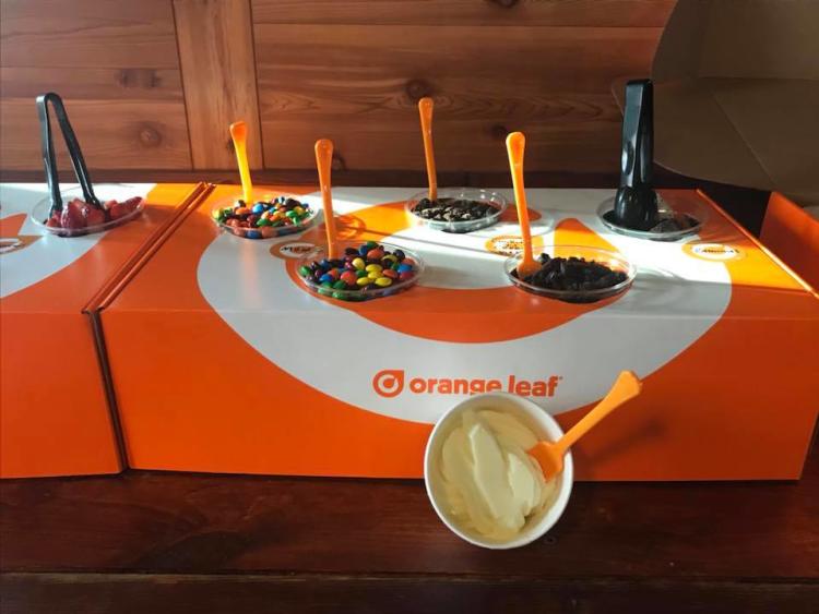 Consider having Orange Leaf cater your next event (Photo courtesy Orange Leaf Avon's Facebook page)