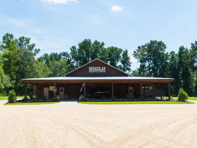 Broadslab Distillery exterior located in Benson, NC.