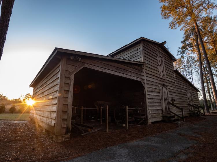 The exterior of the pack house at the Tobacco Farm Life Museum in Kenly, NC.