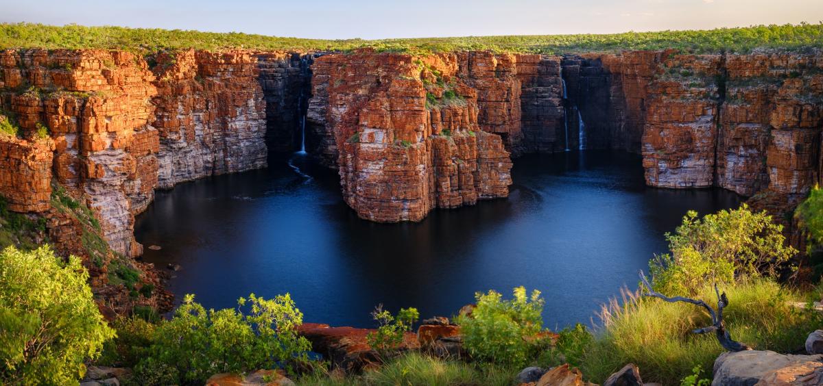 The twin waterfalls of King George Falls on the Kimberley Coast