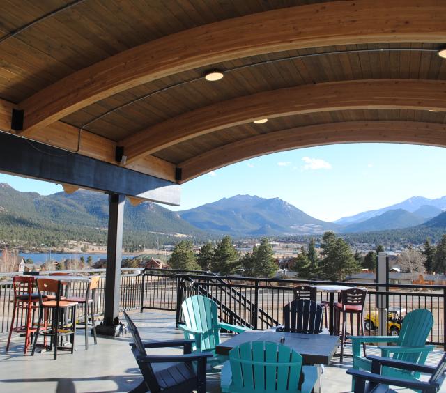 Expedition Lodge Longs Peak Patio with Lake Estes View