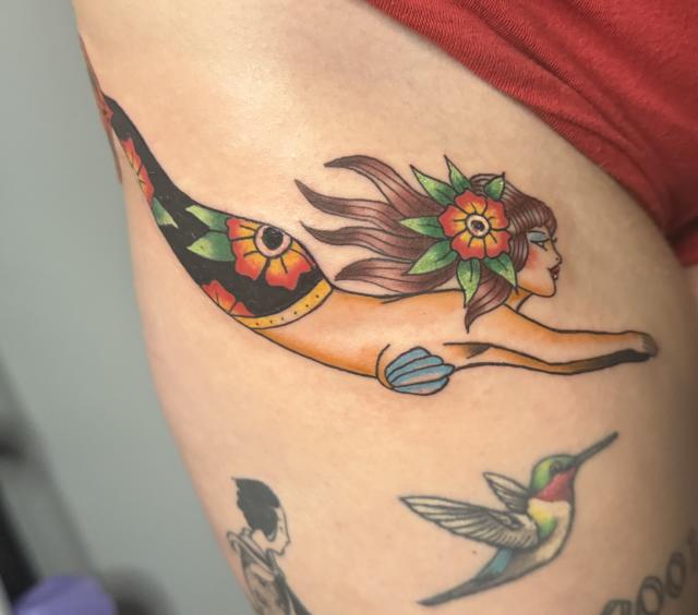 Colorful mermaid tattoo