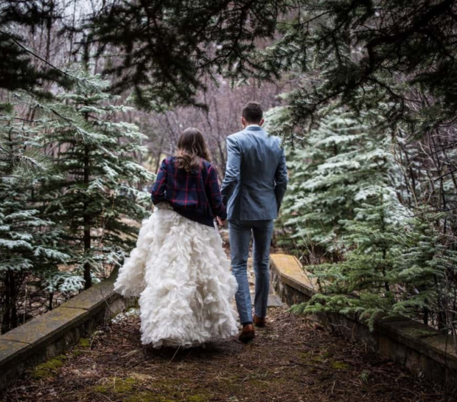 Fall Wedding - Couple Walking