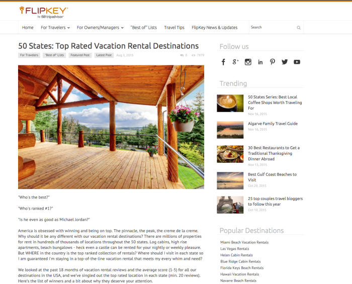 50 States: Top Rated Vacation Rental Destinations